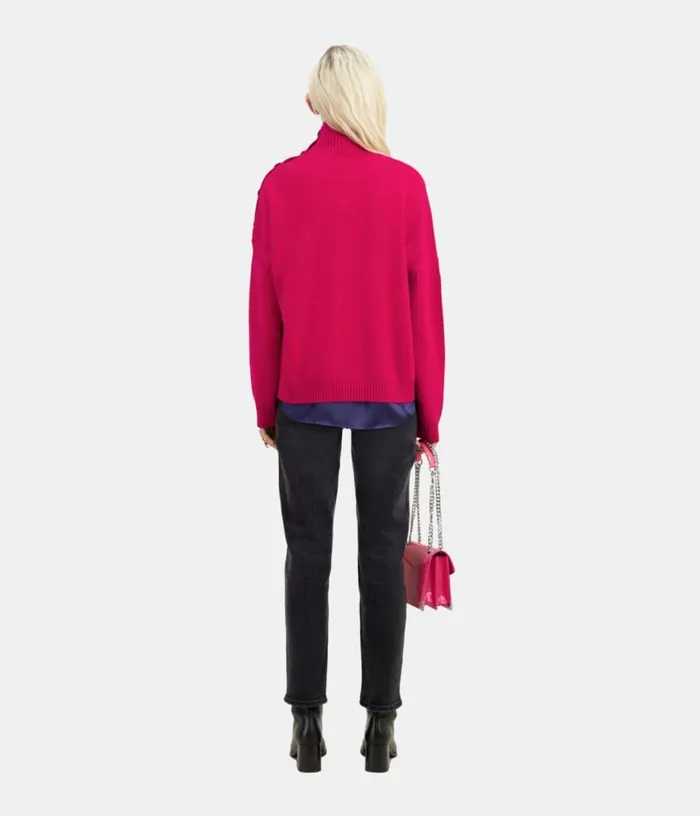 Women Fuchsia Wool And Cashmere Sweater With Buttons THE KOOPLES Sweaters