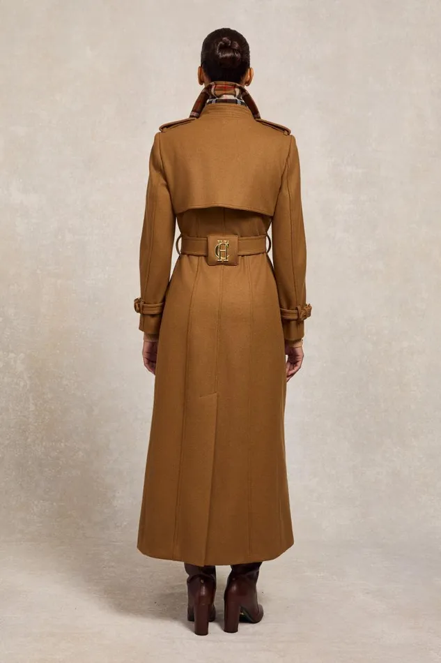 Women Full Length Chelsea Trench Coat Dark Camel Holland Cooper Tailoring