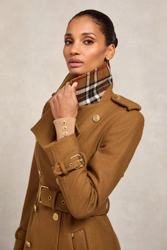 Women Full Length Chelsea Trench Coat Dark Camel Holland Cooper Tailoring