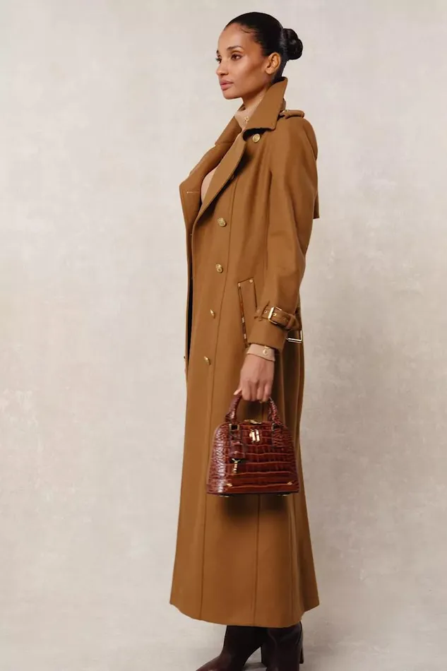 Women Full Length Chelsea Trench Coat Dark Camel Holland Cooper Tailoring