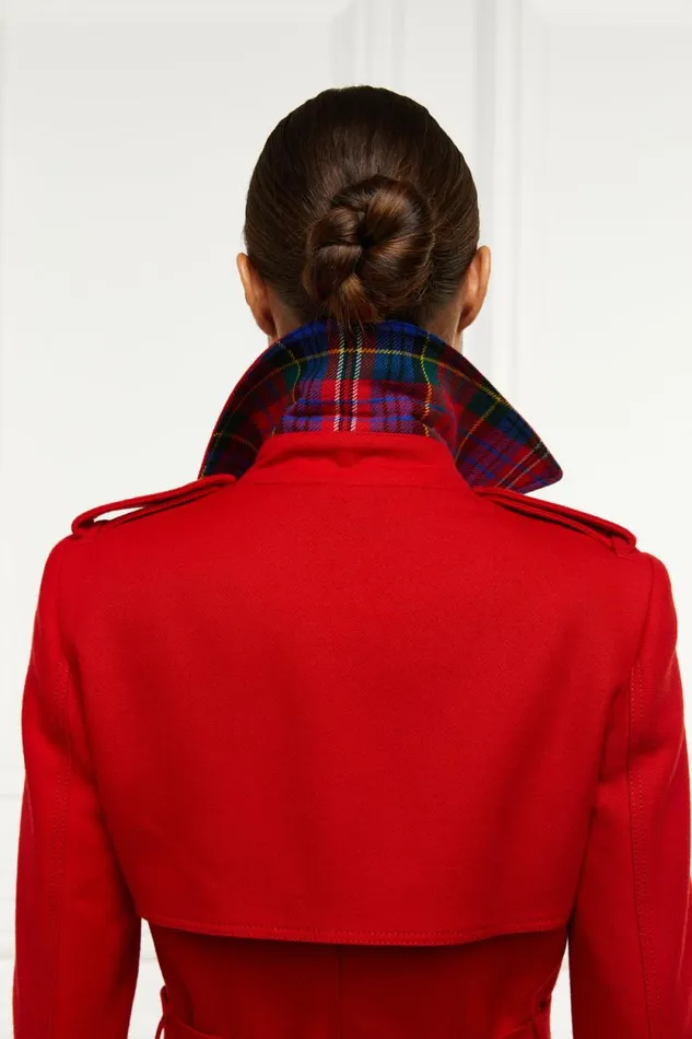 Women Full Length Marlborough Trench Coat Red Barathea Holland Cooper Coats