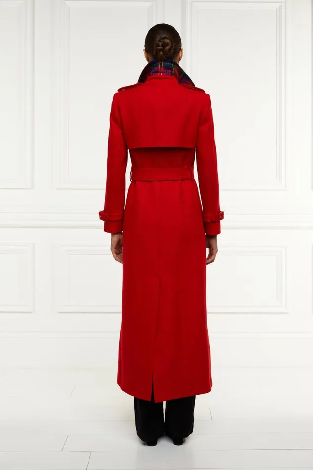 Women Full Length Marlborough Trench Coat Red Barathea Holland Cooper Coats