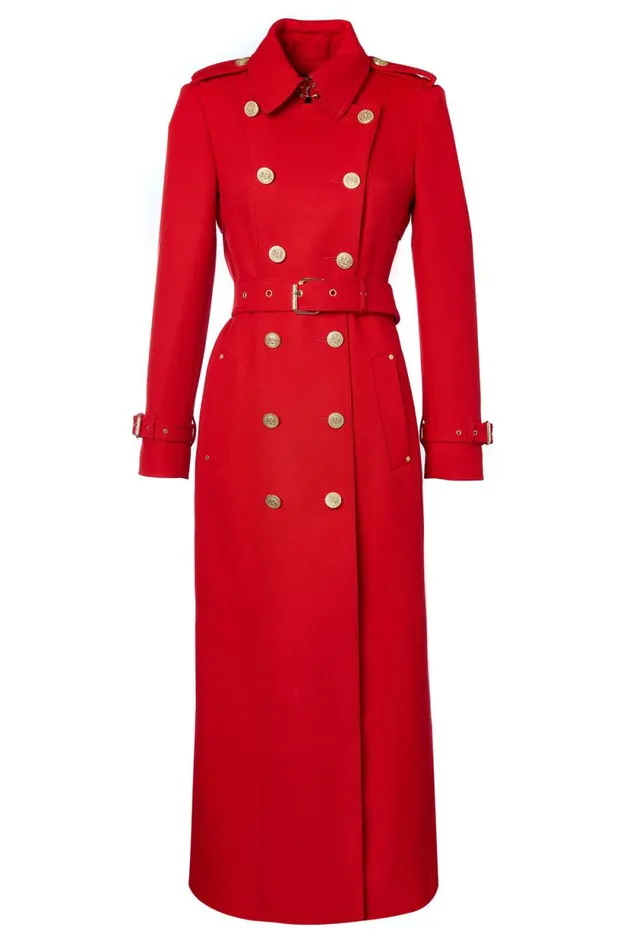 Women Full Length Marlborough Trench Coat Red Barathea Holland Cooper Coats