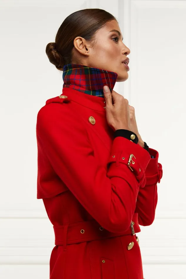 Women Full Length Marlborough Trench Coat Red Barathea Holland Cooper Coats