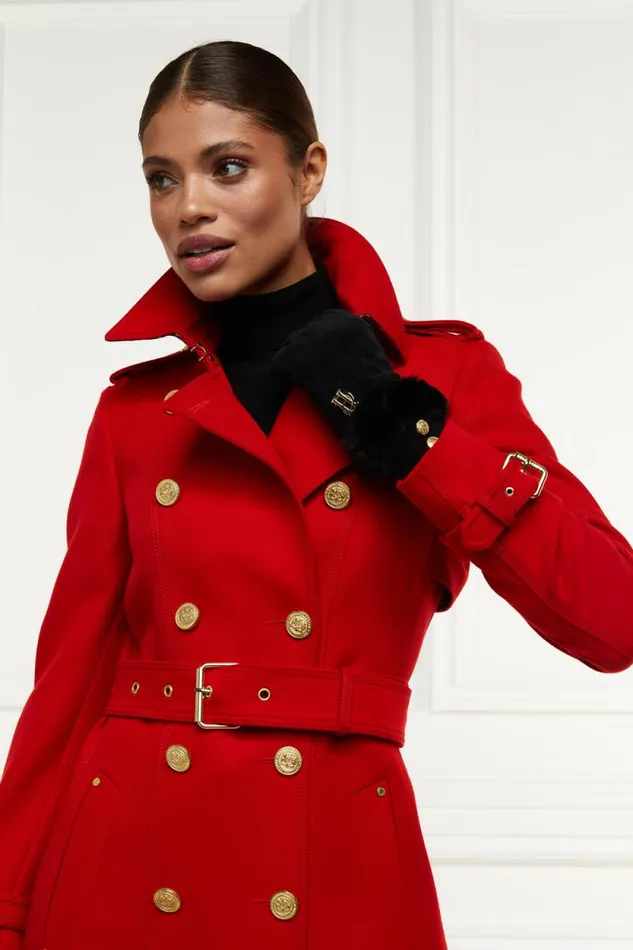 Women Full Length Marlborough Trench Coat Red Barathea Holland Cooper Coats