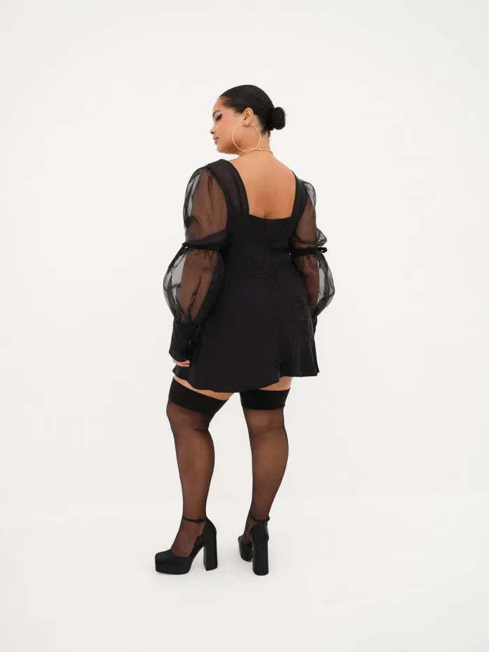 Women Gabrielle Puff Sleeve Mini Dress Black For Love and Lemons Dresses