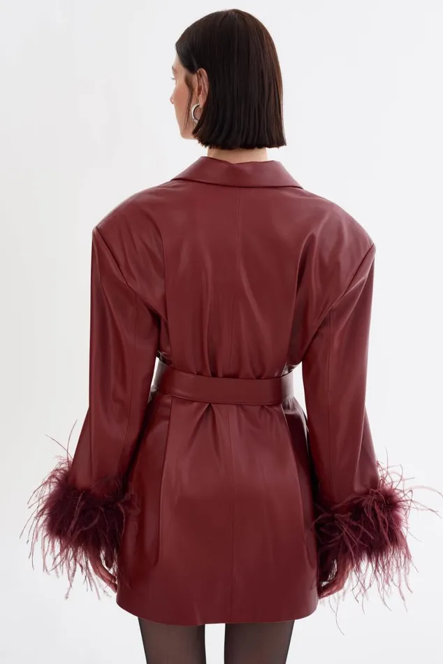 Women GALIA Feather Trim Blazer Syrah LAMARQUE Blazers