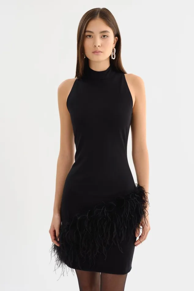 Women GEORGINA Mock Neck Dress Black LAMARQUE Dresses