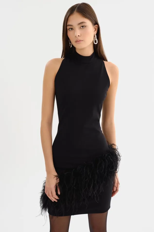 Women GEORGINA Mock Neck Dress Black LAMARQUE Dresses