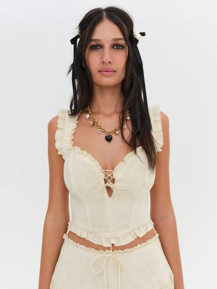 Women Gigi Corset Top Beige For Love and Lemons Tops