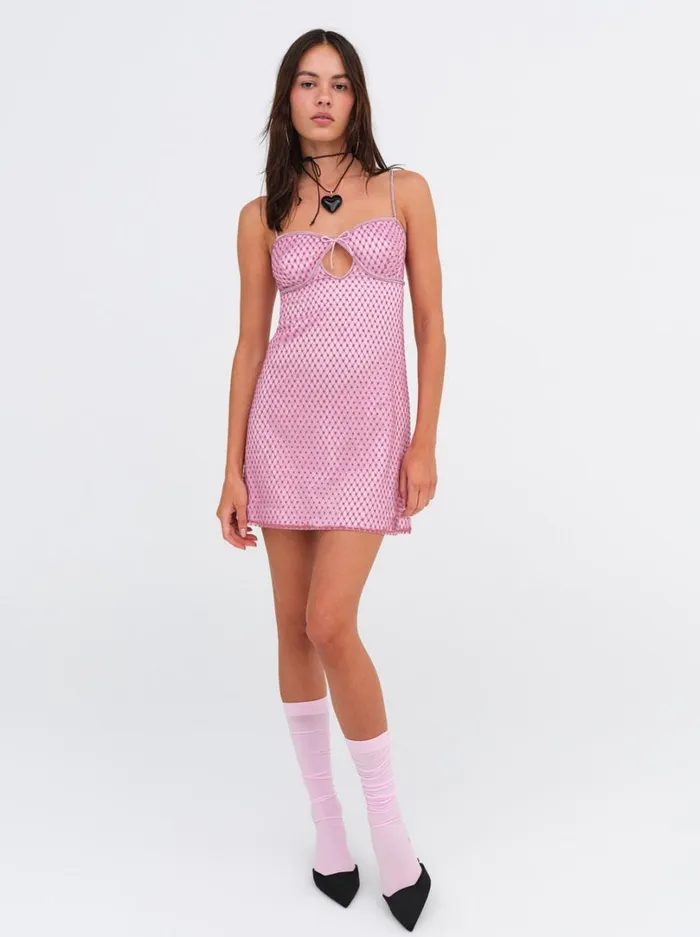 Women Glitter Slip Dress Pink For Love and Lemons Dresses