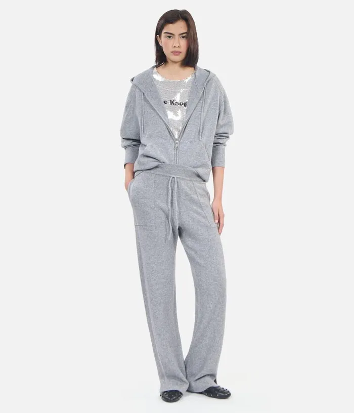 Women Grey Wool And Cashmere Hoodie THE KOOPLES Sweaters