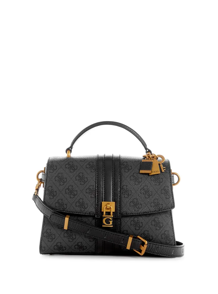 Women Half Flap GUESS Coal Logo Ginevra Crossbody Bag