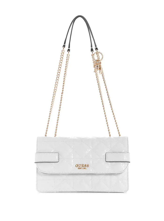 Women Half Flap GUESS White Malia Convertible Crossbody Bag