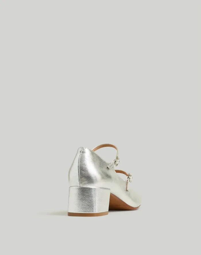 Women Heels Madewell The Nettie Heeled Mary Jane Bright Silver