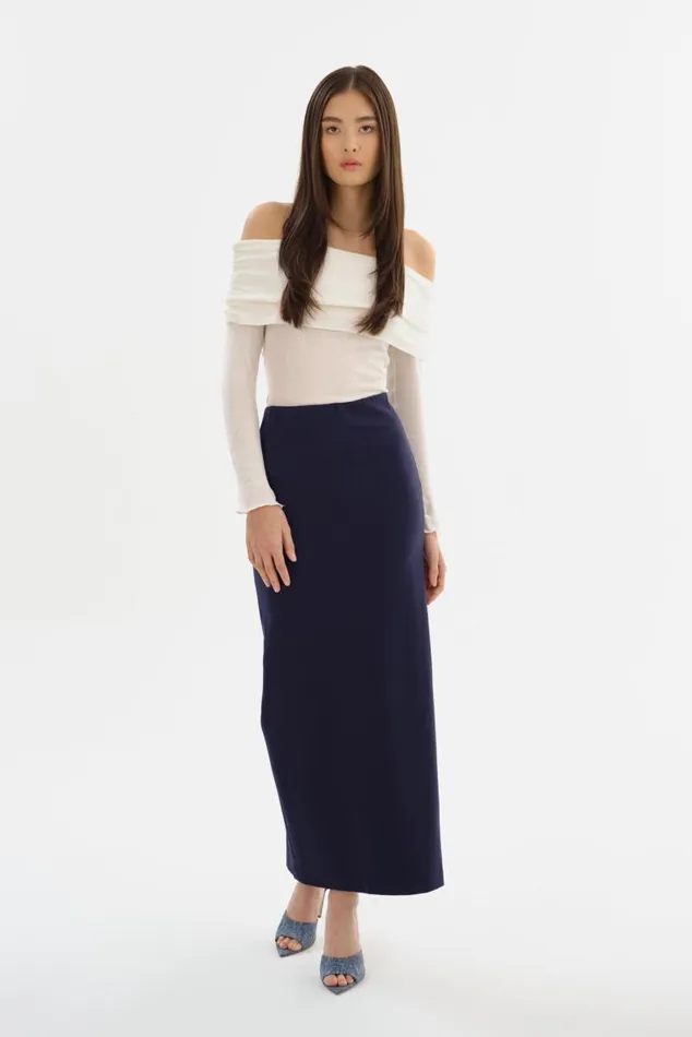 Women HELLANDA Knit Maxi Skirt Midnight Blue LAMARQUE Skirts