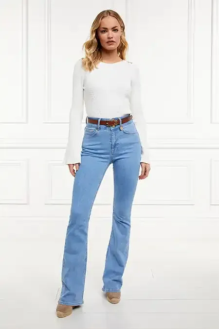 Women High Rise Flared Jean Light Denim Holland Cooper Jeans