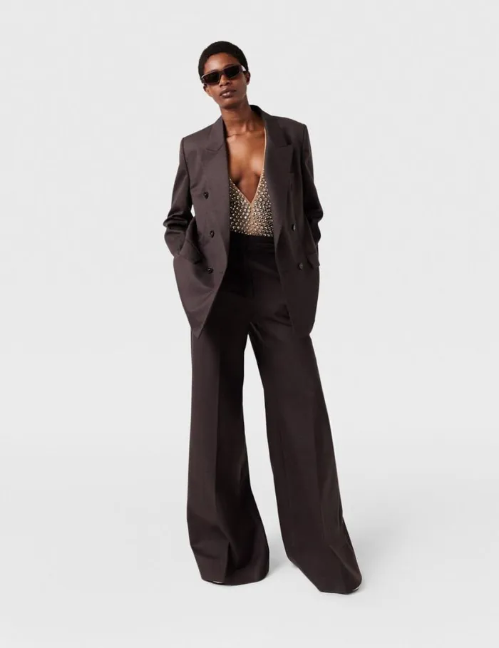 Women HighRise WideLeg Wool Pants Dark Chocolate Brown Stella McCartney Pants And Shorts Women HighRise WideLeg Wool Pants Dark Chocolate Brown Stella McCartney Pants And Shorts