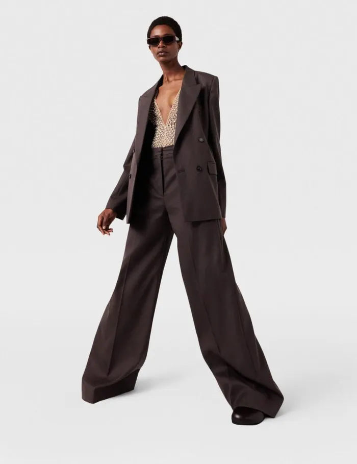 Women HighRise WideLeg Wool Pants Dark Chocolate Brown Stella McCartney Pants And Shorts Women HighRise WideLeg Wool Pants Dark Chocolate Brown Stella McCartney Pants And Shorts