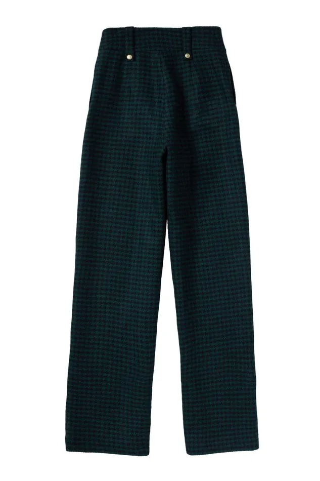 Women High Waisted Straight Trouser Emerald Houndstooth Holland Cooper Tailoring Women High Waisted Straight Trouser Emerald Houndstooth Holland Cooper Tailoring