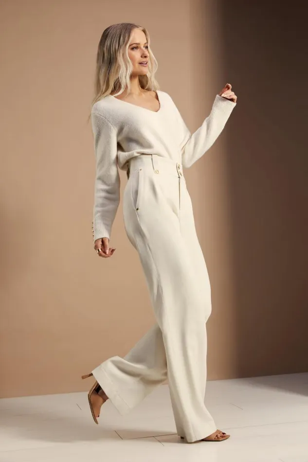 Women High Waisted Straight Trouser Ivory Holland Cooper Trousers Women High Waisted Straight Trouser Ivory Holland Cooper Trousers