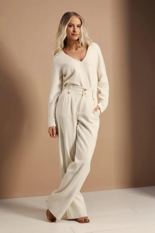 Women High Waisted Straight Trouser Ivory Holland Cooper Trousers Women High Waisted Straight Trouser Ivory Holland Cooper Trousers