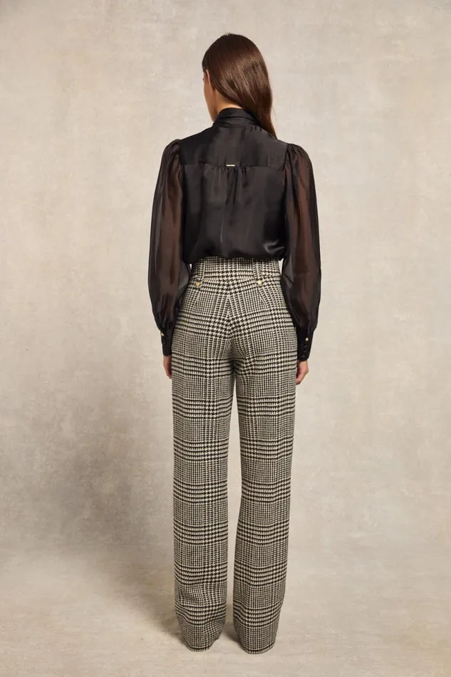 Women High Waisted Straight Trouser Large Scale Prince Of Wales Mono Holland Cooper Tailoring Women High Waisted Straight Trouser Large Scale Prince Of Wales Mono Holland Cooper Tailoring