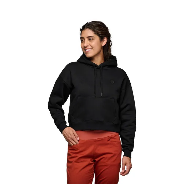 Women Hoodies Black Diamond Crop Pullover Hoody