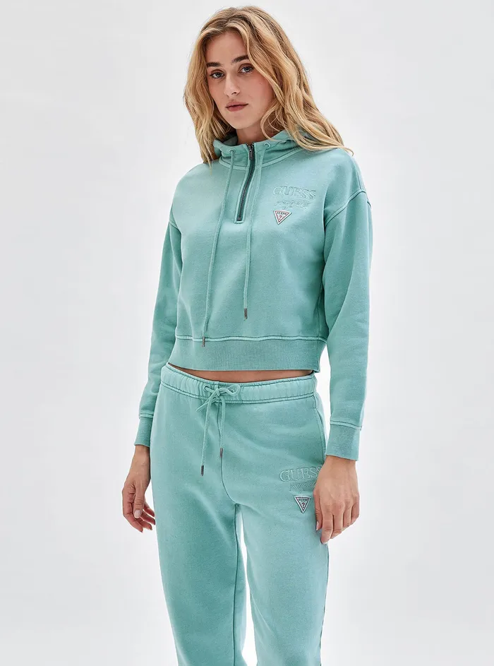 Women Hoodies GUESS Guess Originals Teal Olivia Logo Hoodie Jumper