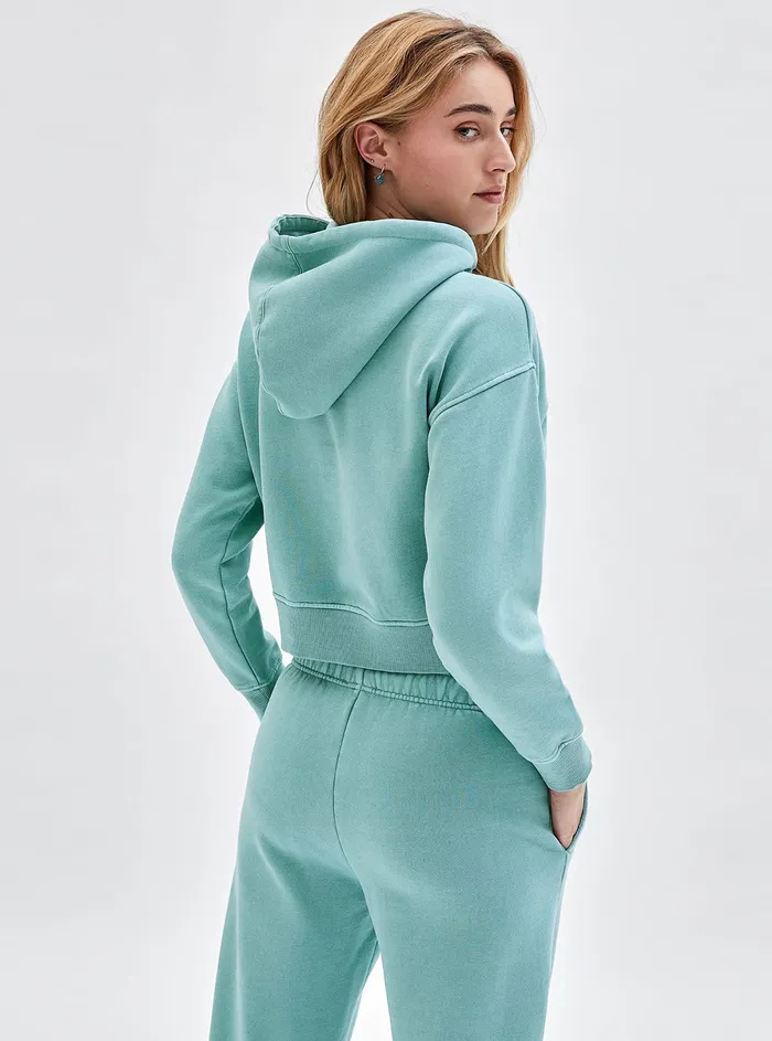Women Hoodies GUESS Guess Originals Teal Olivia Logo Hoodie Jumper Women Hoodies GUESS Guess Originals Teal Olivia Logo Hoodie Jumper