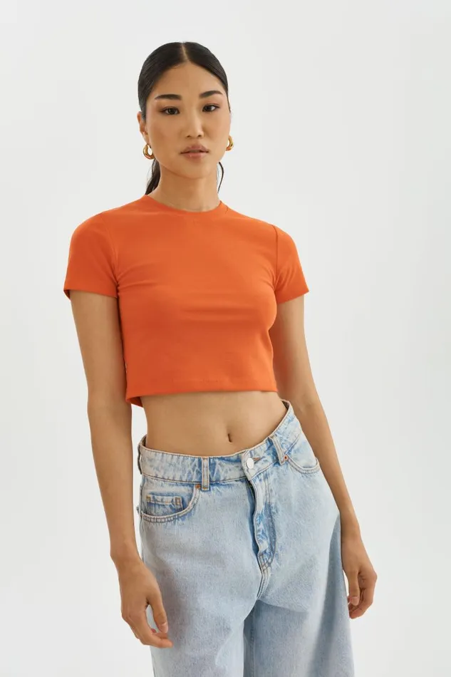 Women INGA Cropped TShirt Spicy Orange LAMARQUE Tops
