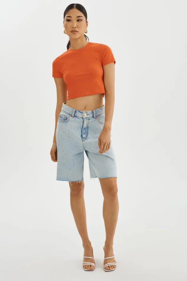Women INGA Cropped TShirt Spicy Orange LAMARQUE Tops Women INGA Cropped TShirt Spicy Orange LAMARQUE Tops