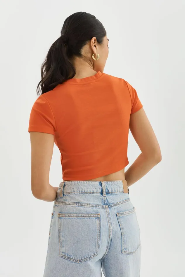 Women INGA Cropped TShirt Spicy Orange LAMARQUE Tops Women INGA Cropped TShirt Spicy Orange LAMARQUE Tops