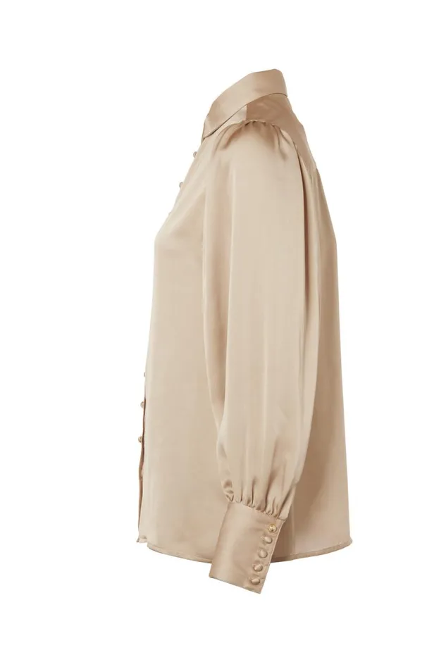 Women Isla Satin Shirt Champagne Holland Cooper Shirts and Blouses Women Isla Satin Shirt Champagne Holland Cooper Shirts and Blouses