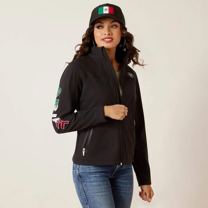 Women Jackets and Vests Ariat Classic Team Softshell MEXICO Jacket Black Women Jackets and Vests Ariat Classic Team Softshell MEXICO Jacket Black