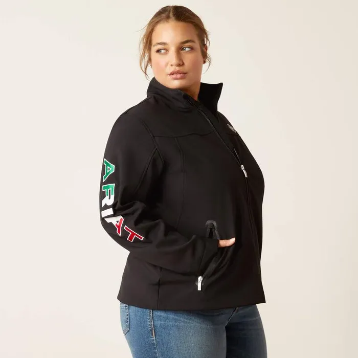 Women Jackets and Vests Ariat Classic Team Softshell MEXICO Jacket Black Women Jackets and Vests Ariat Classic Team Softshell MEXICO Jacket Black