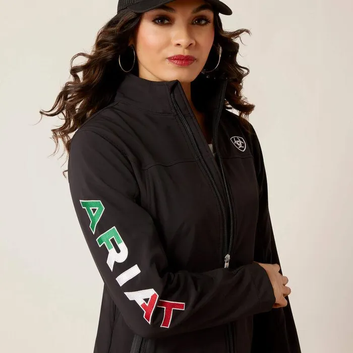 Women Jackets and Vests Ariat Classic Team Softshell MEXICO Jacket Black Women Jackets and Vests Ariat Classic Team Softshell MEXICO Jacket Black