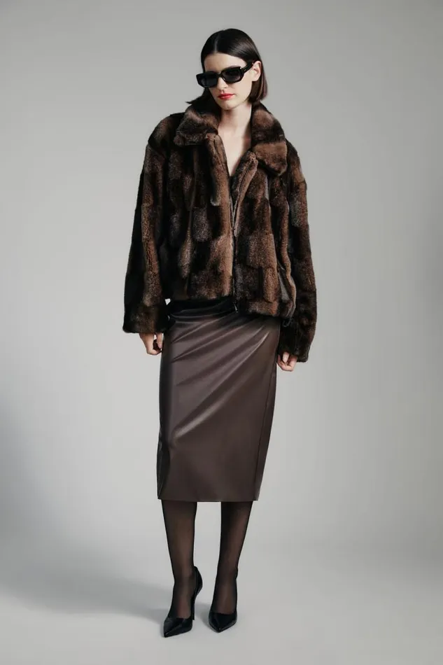 Women Jackets Bardot Sylvie Zip Faux Fur Jacket In Dark Chocolate Dark Chocolate
