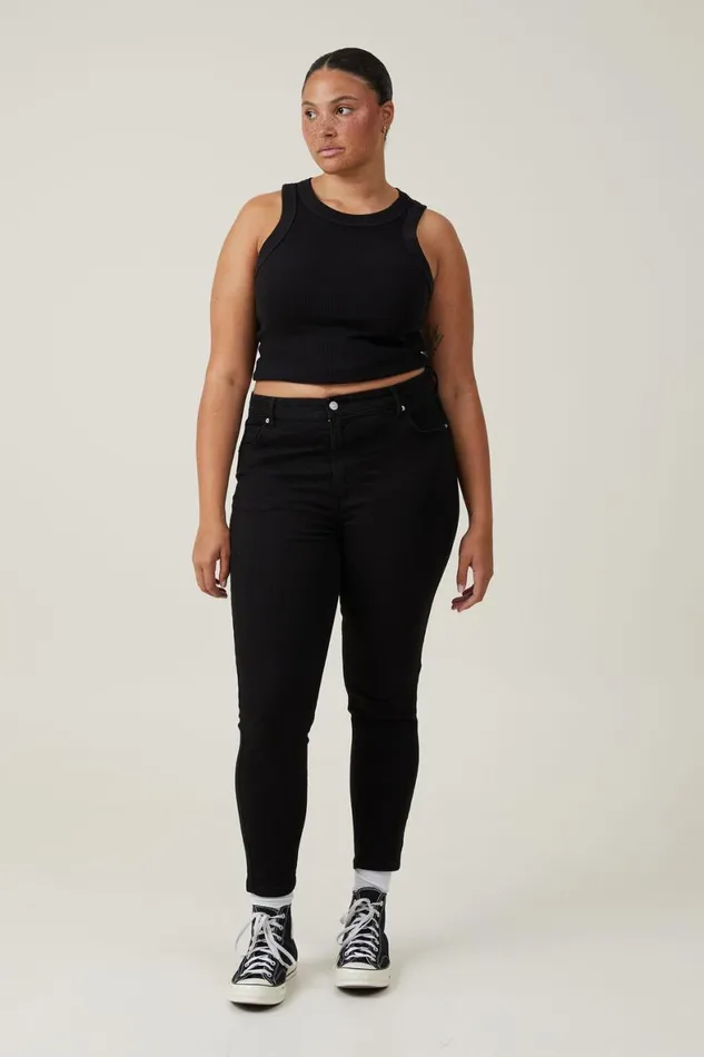 Women Jeans Cotton On High Rise Skinny Jean Black
