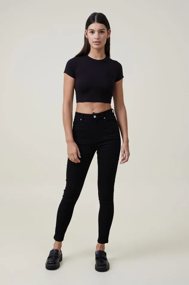 Women Jeans Cotton On High Rise Skinny Jean Black