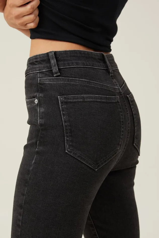 Women Jeans Cotton On High Rise Skinny Jean Graphite Black Rip