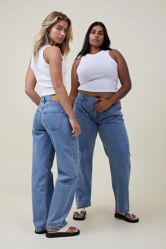 Women Jeans Cotton On Low Rise Straight Jean Offshore Blue