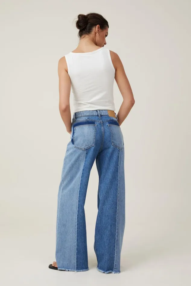 Women Jeans Cotton On Relaxed Wide Leg Jean Sea Bluebells Bluepanel
