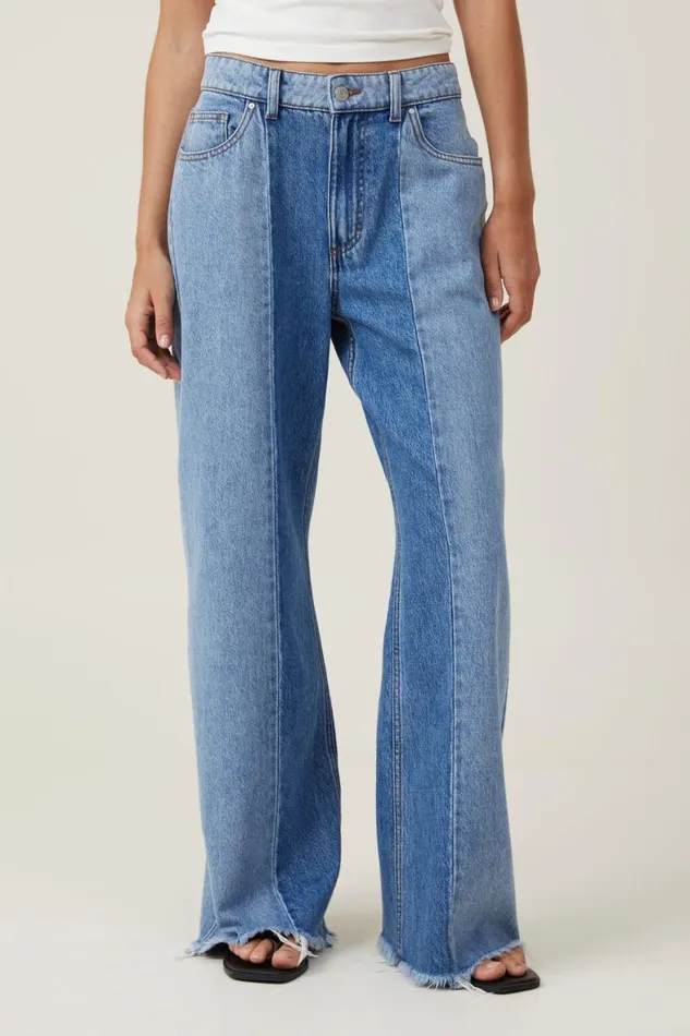 Women Jeans Cotton On Relaxed Wide Leg Jean Sea Bluebells Bluepanel