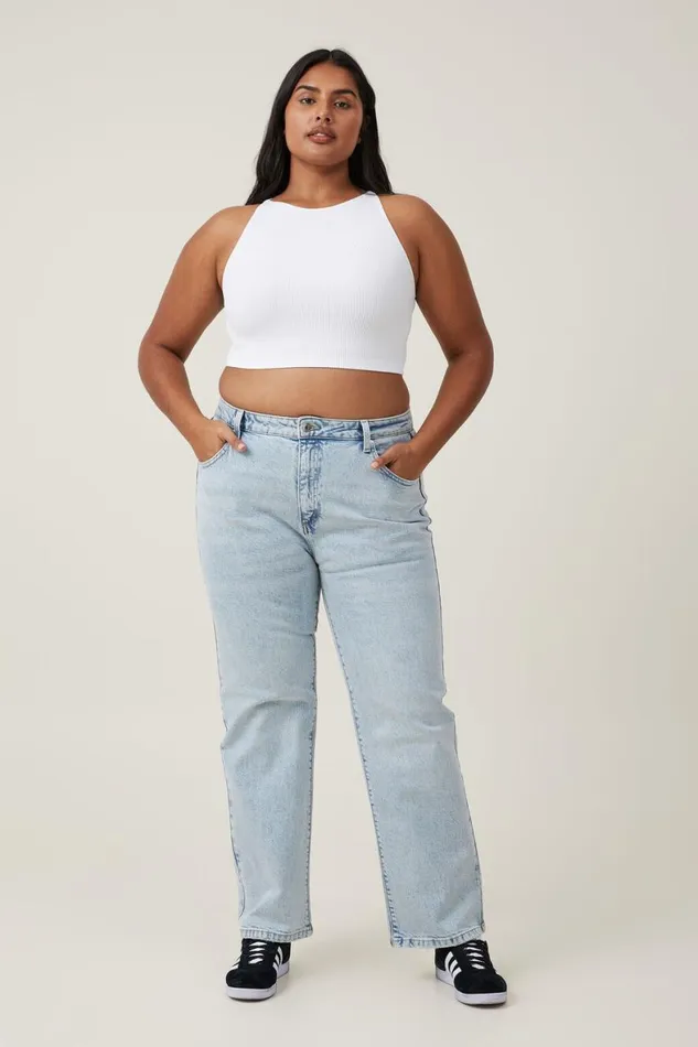 Women Jeans Cotton On Slim Straight Jean Palm Blue