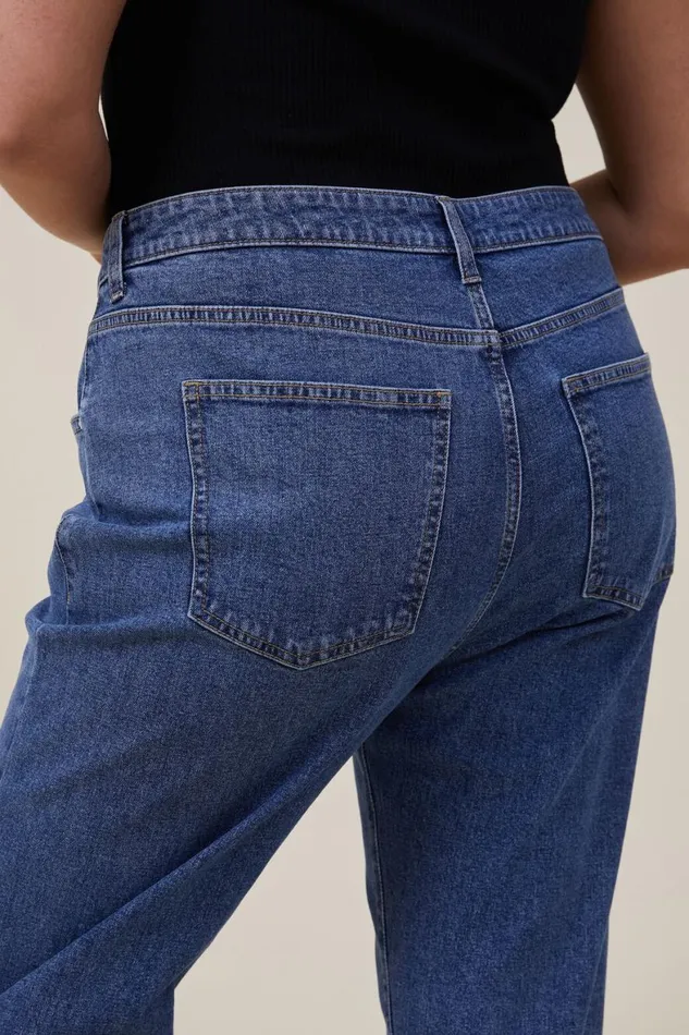 Women Jeans Cotton On Stretch Mom Jean Misty Blue