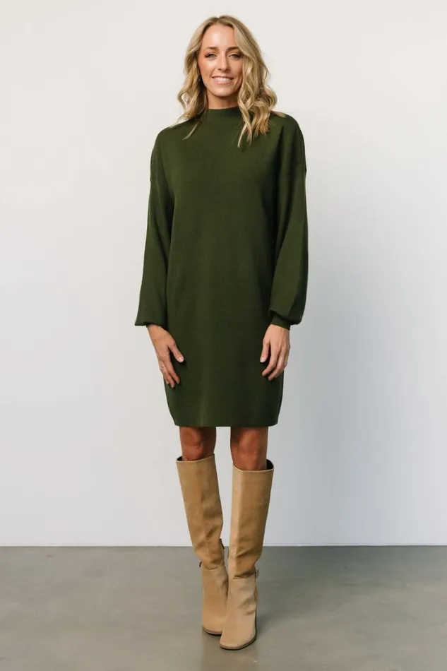 Women Jennings Sweater Dress Deep Olive Baltic Born Short Dresses