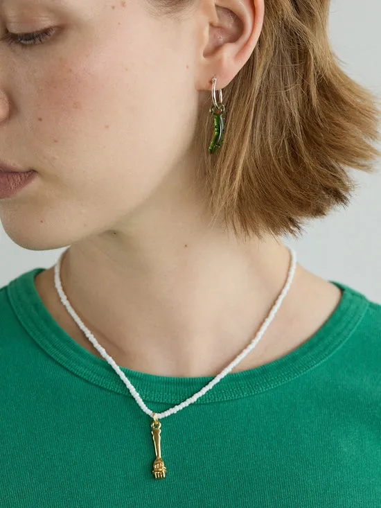 Women Jewelry Lisa Says Gah Pickle Hoops Green Silver