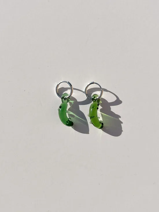 Women Jewelry Lisa Says Gah Pickle Hoops Green Silver