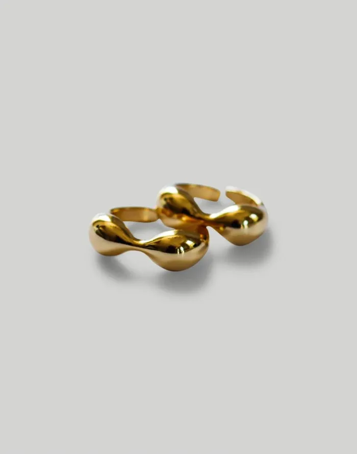 Women Jewelry Madewell Abcrete and Co Chunky Bean Adjustable Ring Gold